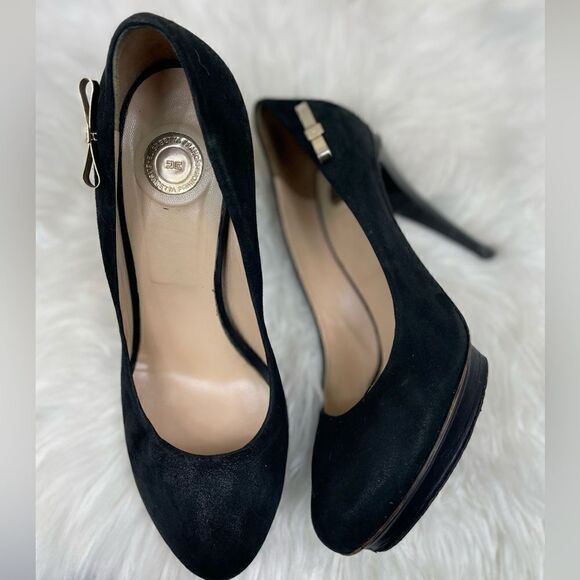 Elisabetta Franchi | black suede heels 38 front platform look - Picture 2 of 9